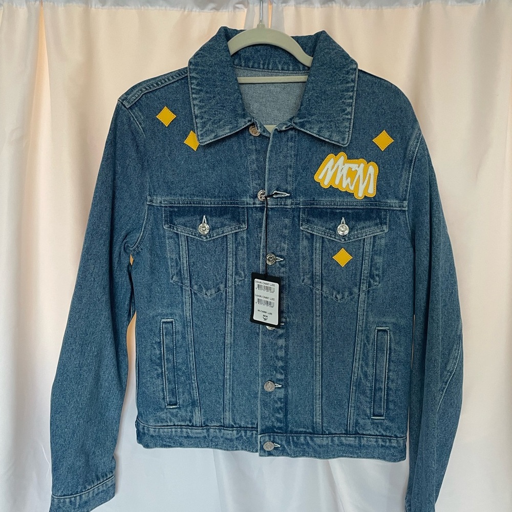 MCM denim jacket with yellow patches!
